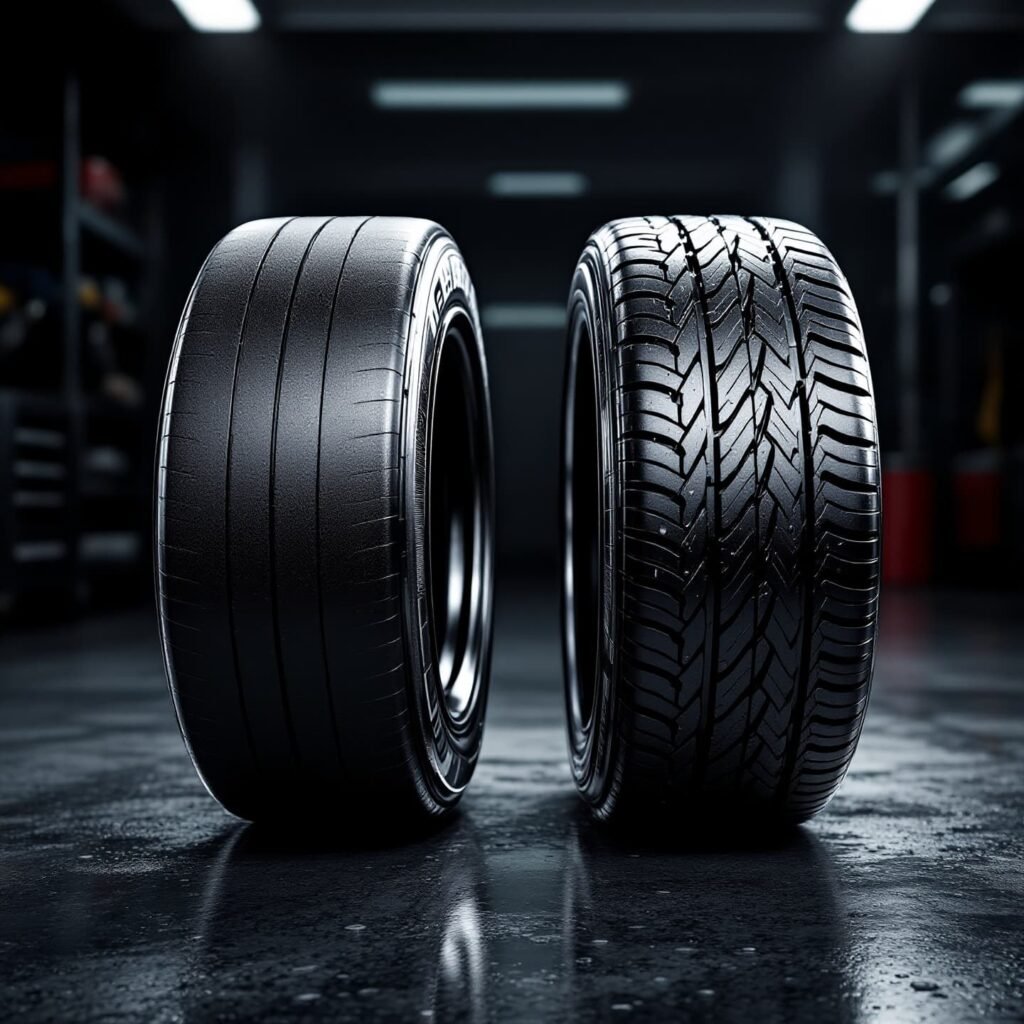 Slicks vs. tire course rain