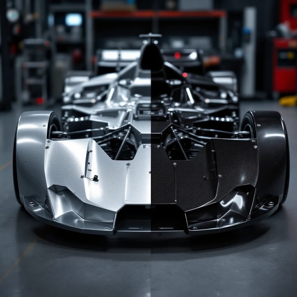 Aluminum vs. carbon fiber racing chassis course