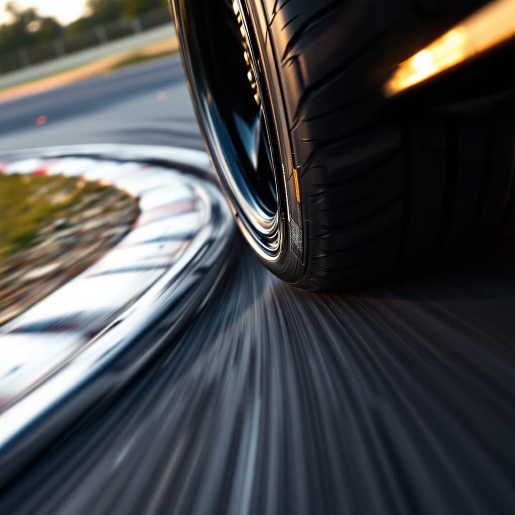 Dynamic tire behavior course in curves